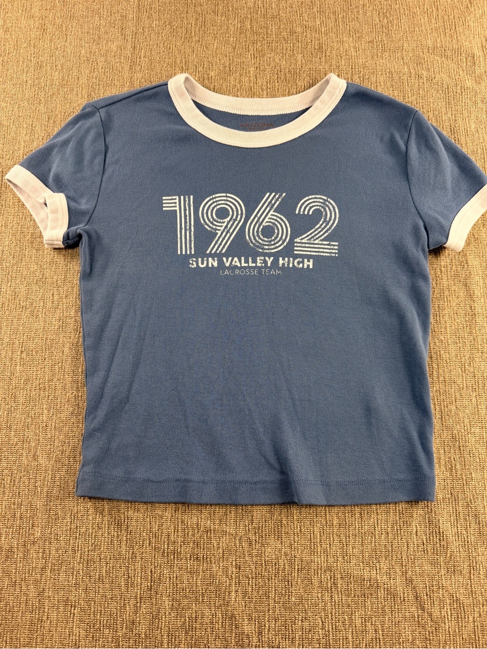 Arizona Jean Co Vintage Style Ringer Tee Blue 1962 Sun Valley High Lacrosse Sm